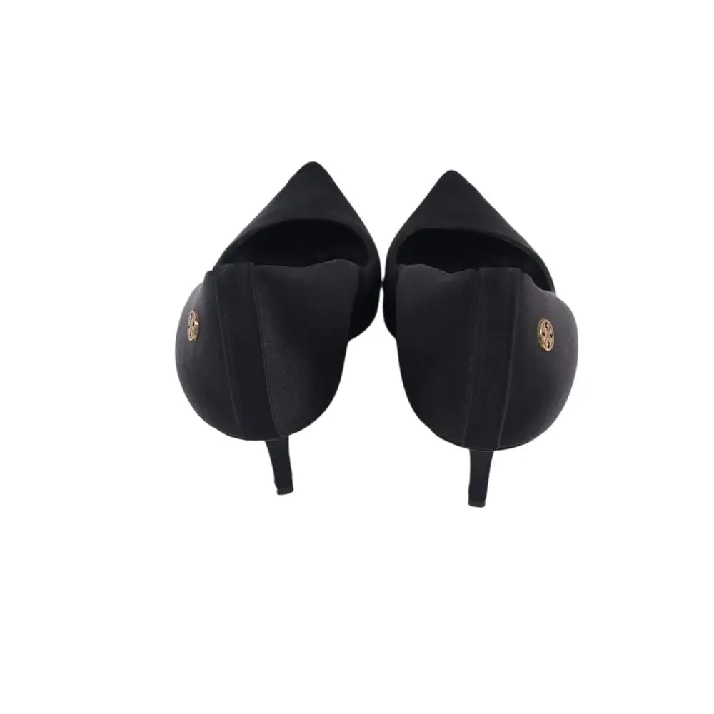 Tory Burch Satin Heels Black Pointed Toe Pumps